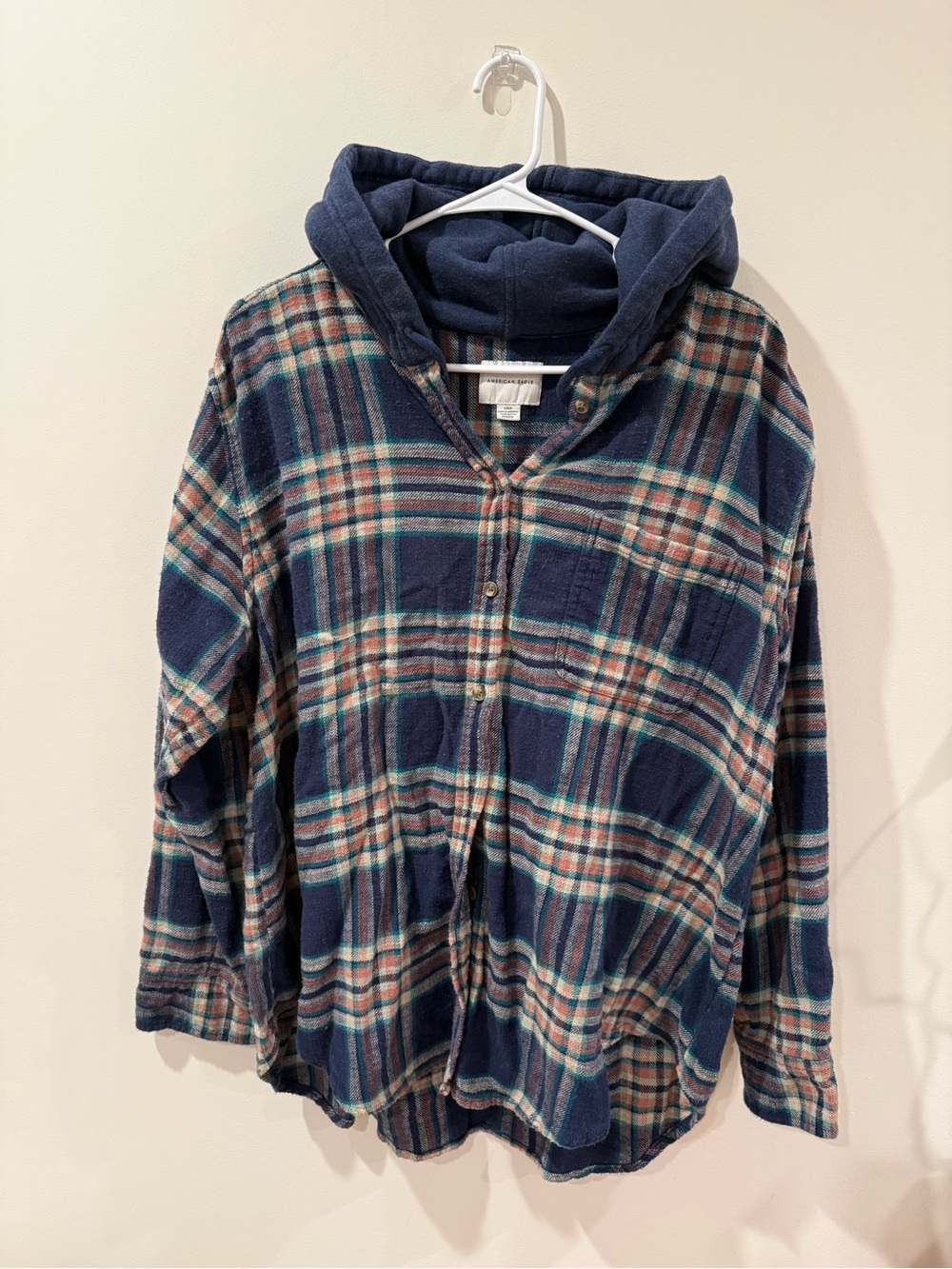 Hooded Plaid American Eagle Button Up